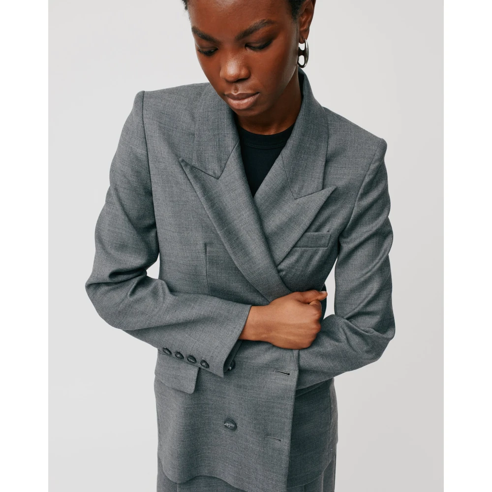 IVY OAK Dubbelrijige boxy blazer in diep grijs Gray Dames
