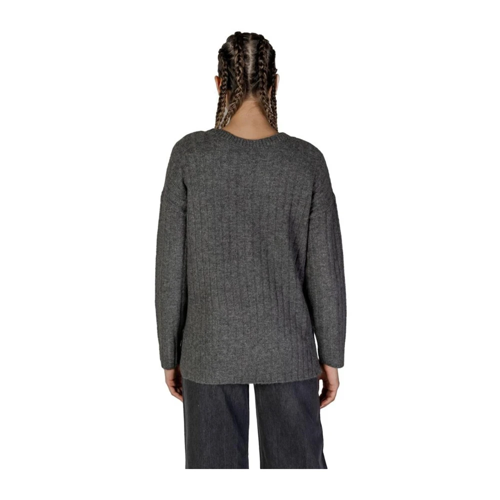 Vila Acryl Blend Sweater met Polyester Gray Dames