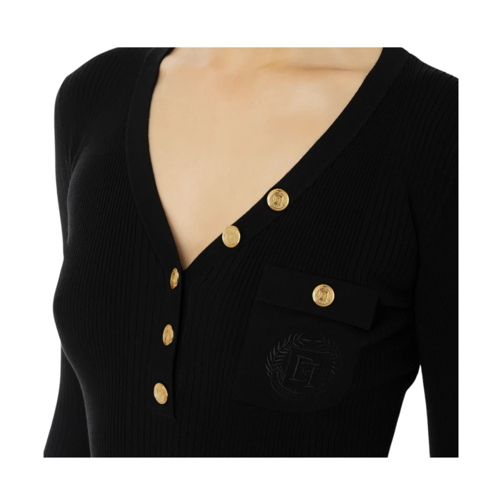 Elisabetta Franchi Stijlvolle Gebreide Top Black Dames