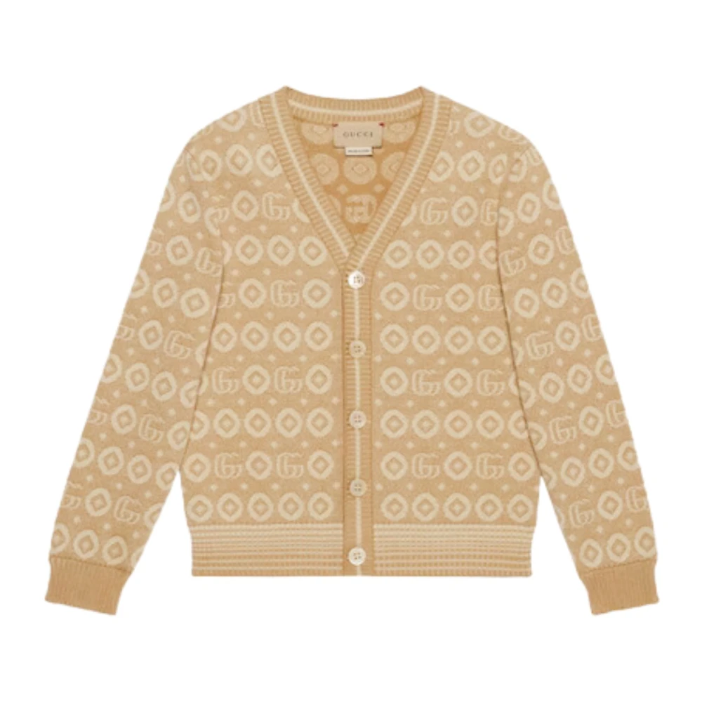 Gucci Beige Stickad Barn Cardigan Elfenben Beige, Pojke