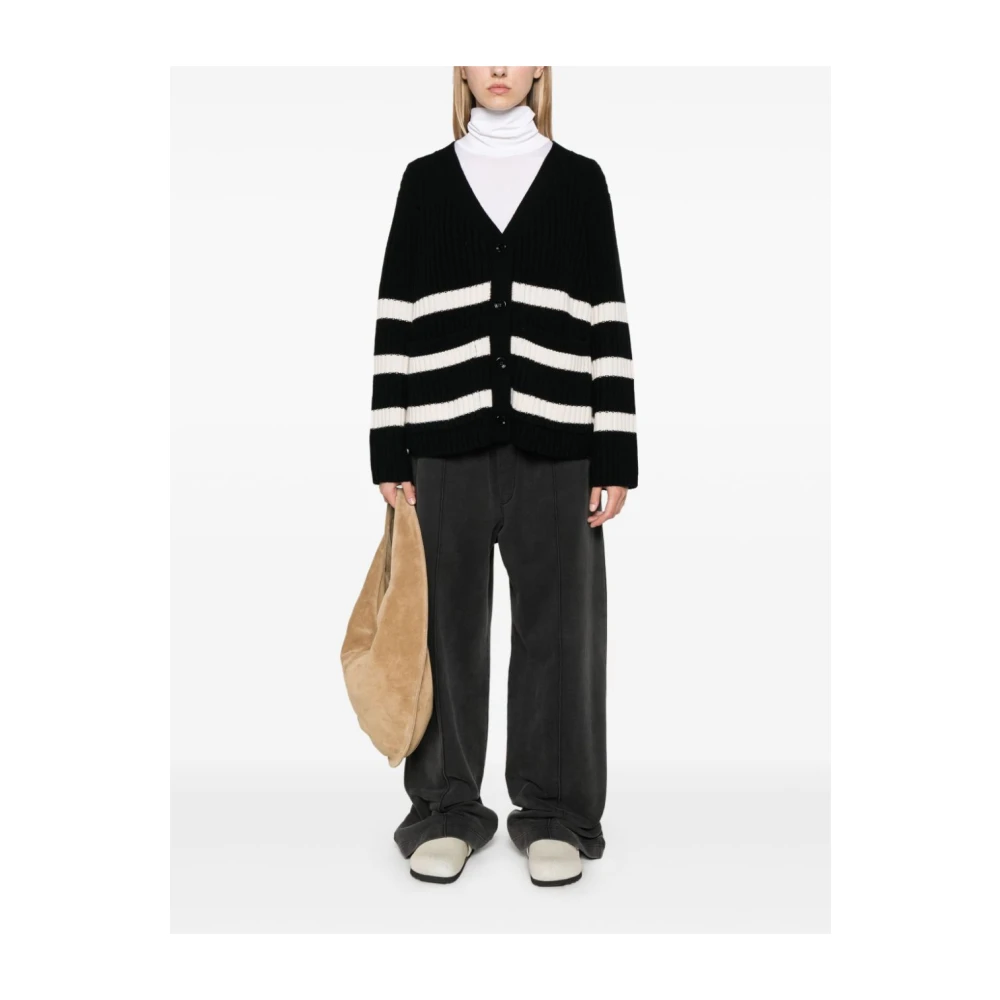 allude Gestreepte Cashmere Cardigan Sweater Black Dames