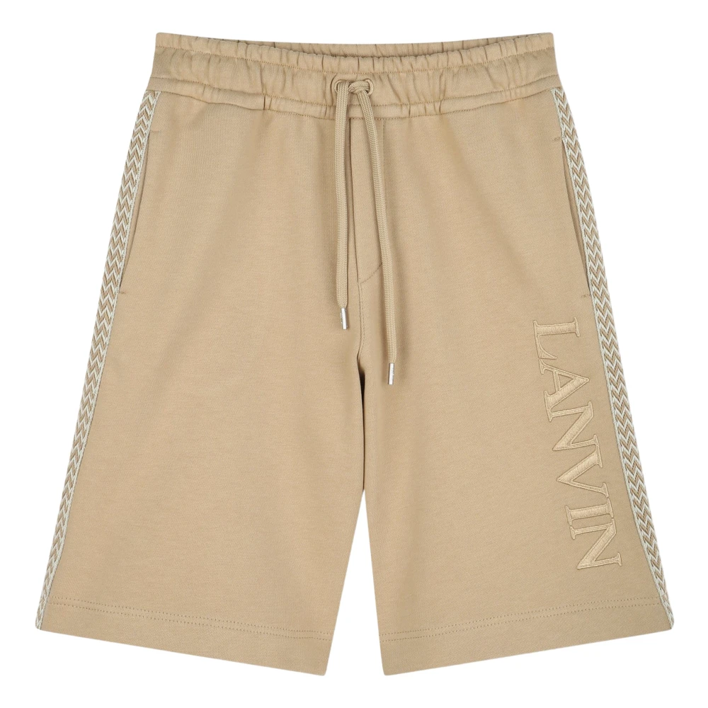 Lanvin Boys Beige Shorts, 14 Y, Logo Bermuda Shorts
