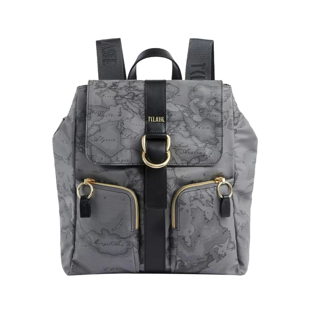 Alviero Martini 1a Classe Grijze Geo Classic Leren Rugzak Gray Dames