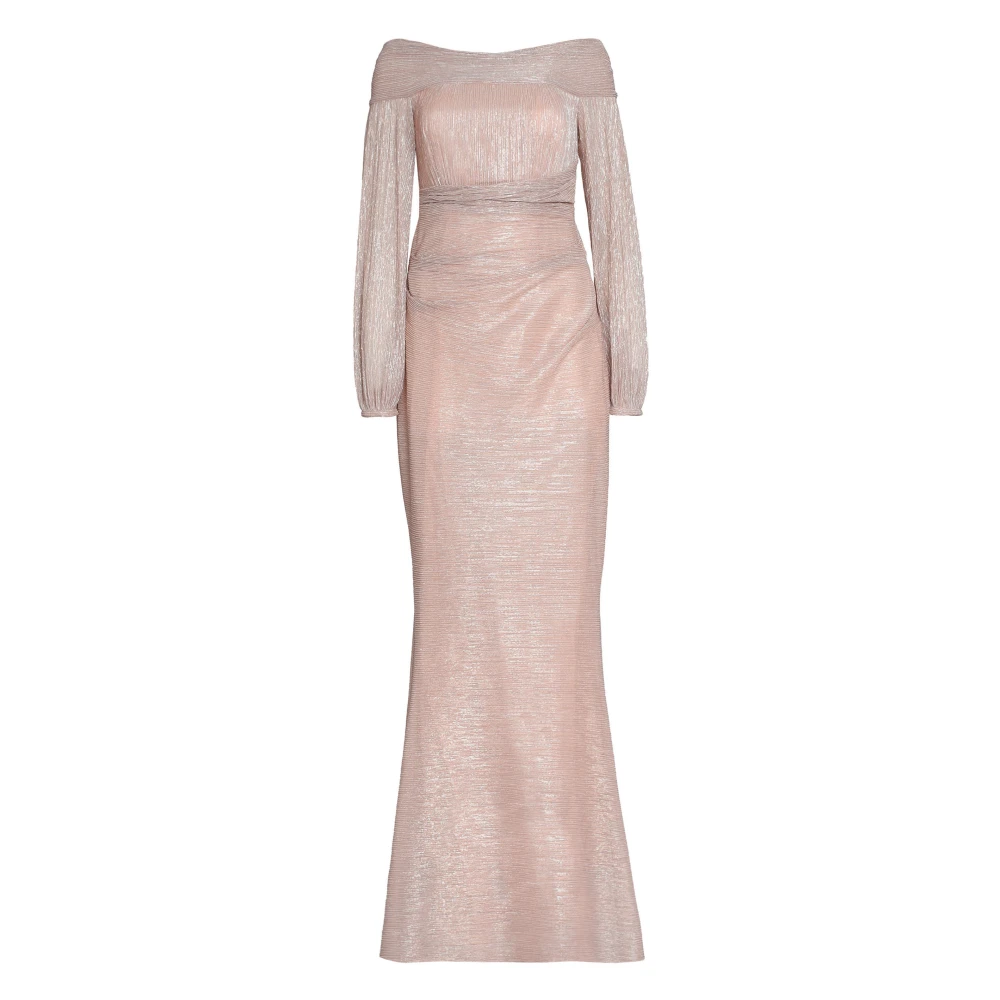 Talbot Runhof Metallic Off-Shoulder Gedrapeerde Jurk Pink Dames