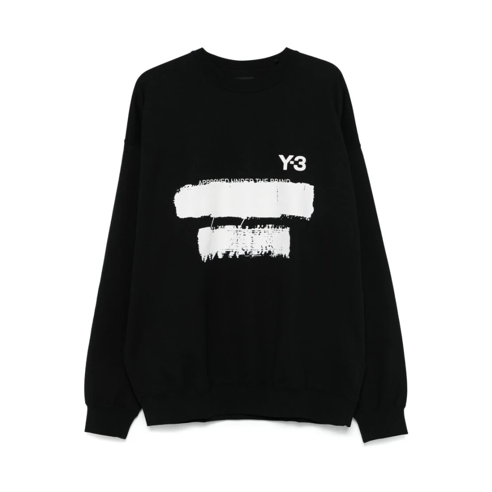 Y-3 Zwarte Crew Neck Sweatshirt met Drop Shoulder Black Heren