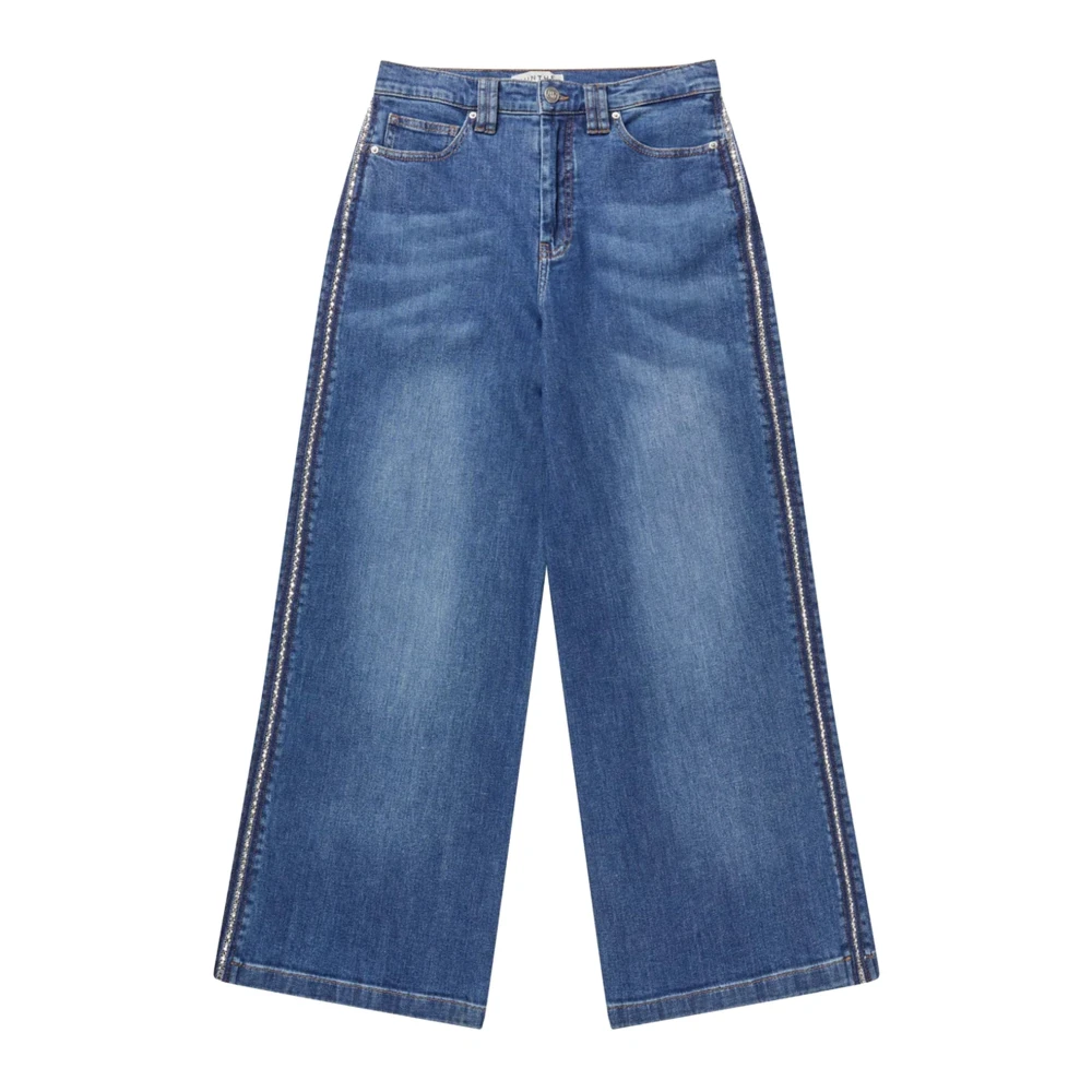 Munthe Vrouw Blauw Jeans Dames, L, Katoen, Powell Pants