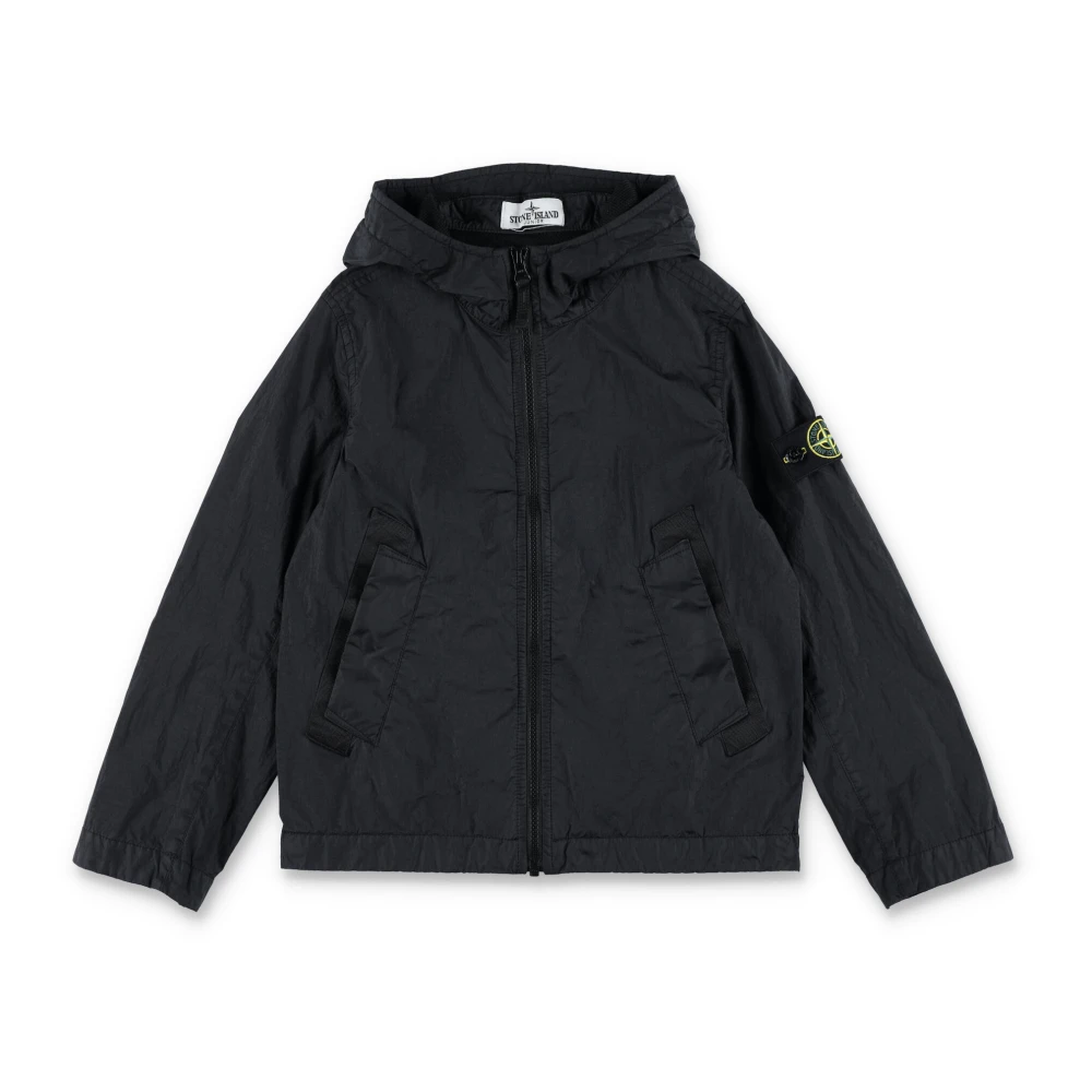 Stone Island Light Jackets, Male, 8 Y, Nylon Jacket Hoodie Black