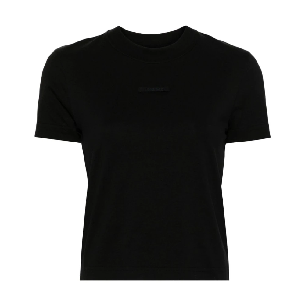Jacquemus Witte Gros Grain T-shirt met Logo Black Dames