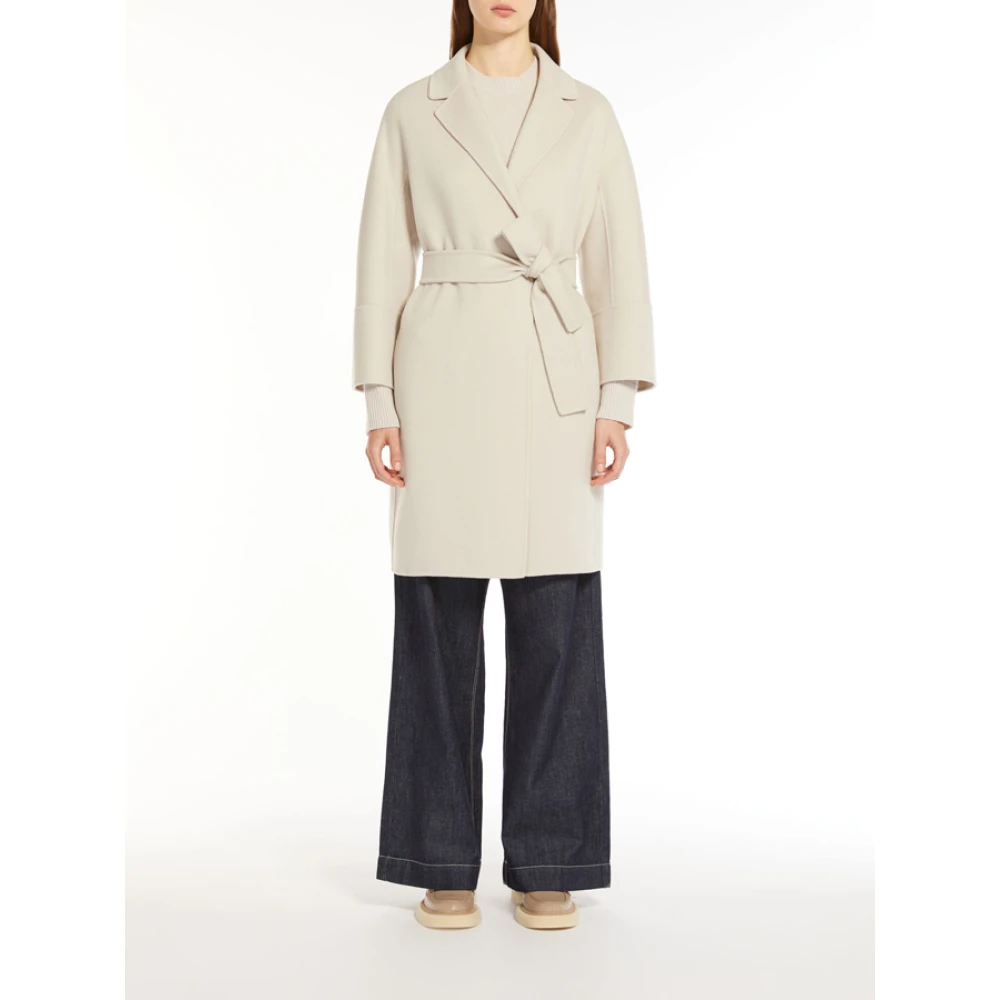 Max Mara Wollen jas met riem Arona Beige Dames