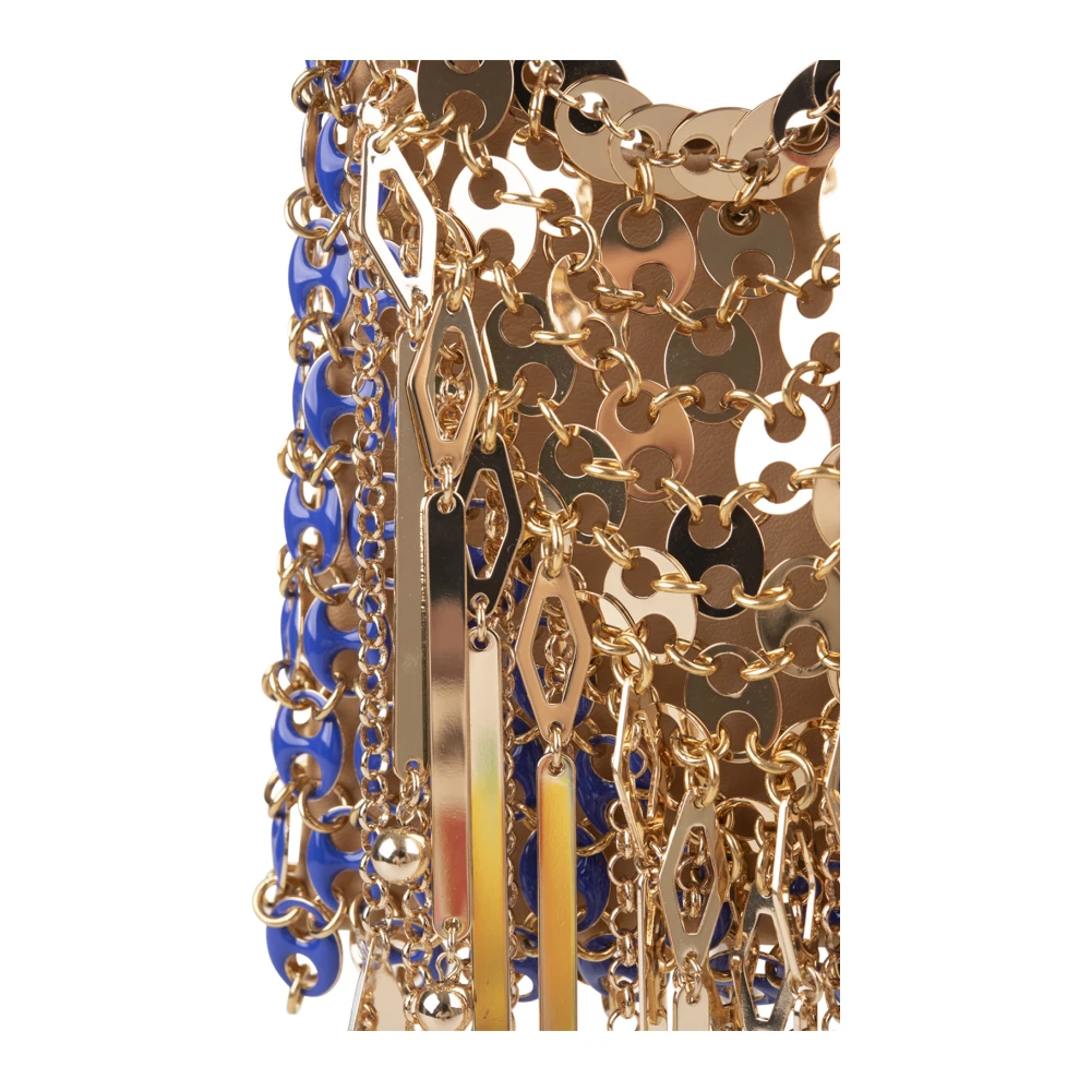 Paco Rabanne Gouden Messing Schoudertas met Franjes Yellow Dames