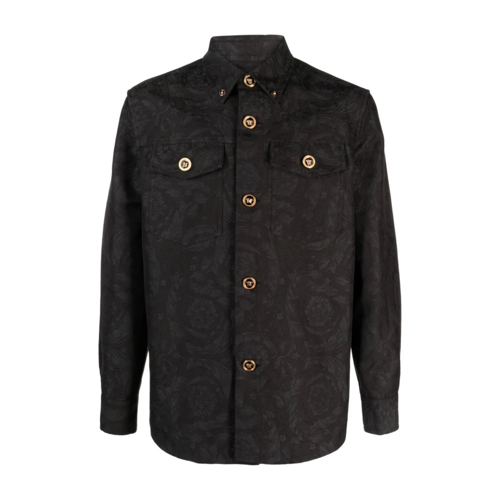 Versace Barocco Print Classic Shirt Jacket Gray Heren