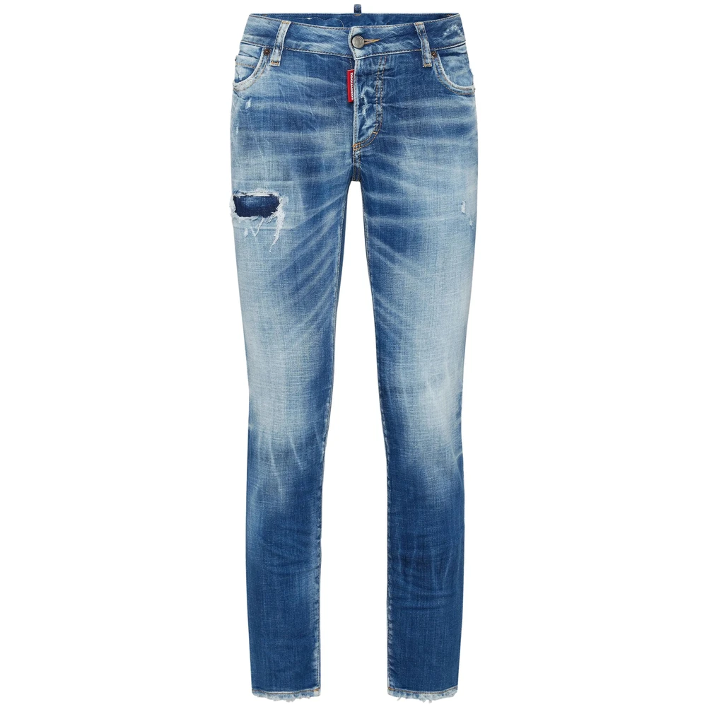 Dsquared2 Indigo Blauwe Distressed Denim Jeans Blue Dames