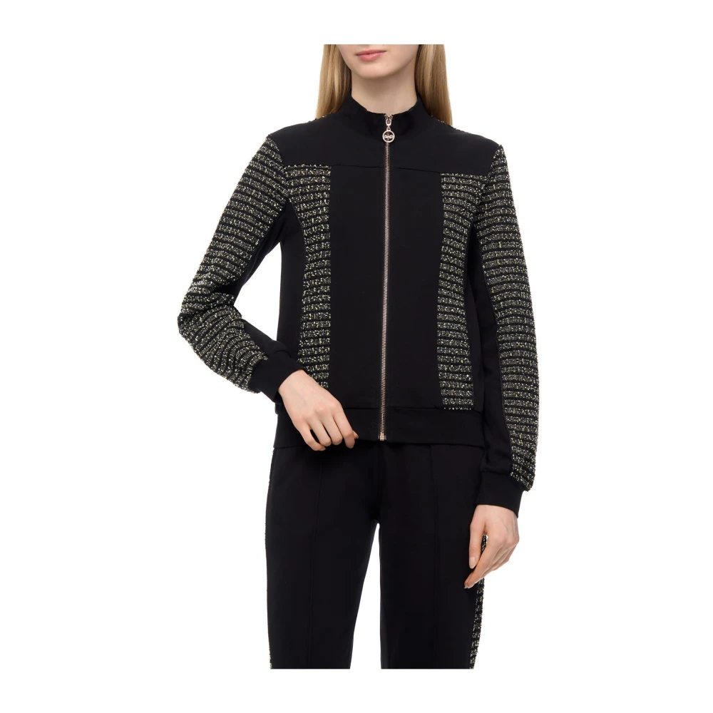 Liu Jo Lurex Rits Sweater voor Vrouwen Black Dames