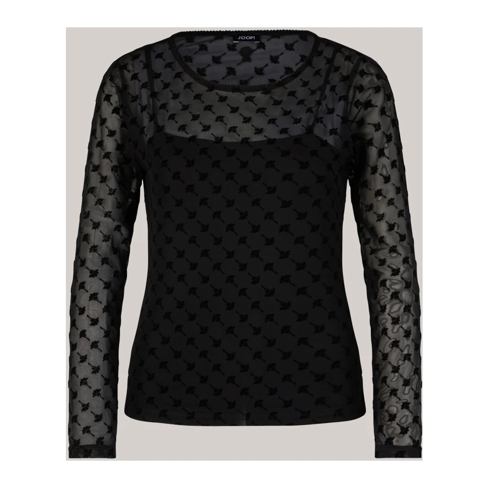 Joop! Zwart Fluweel Bloemenpatroon Top Black Dames