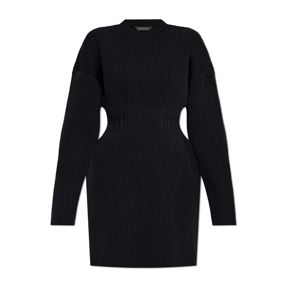 Balenciaga Elegante Zwarte Zandloper Jurk Black Dames