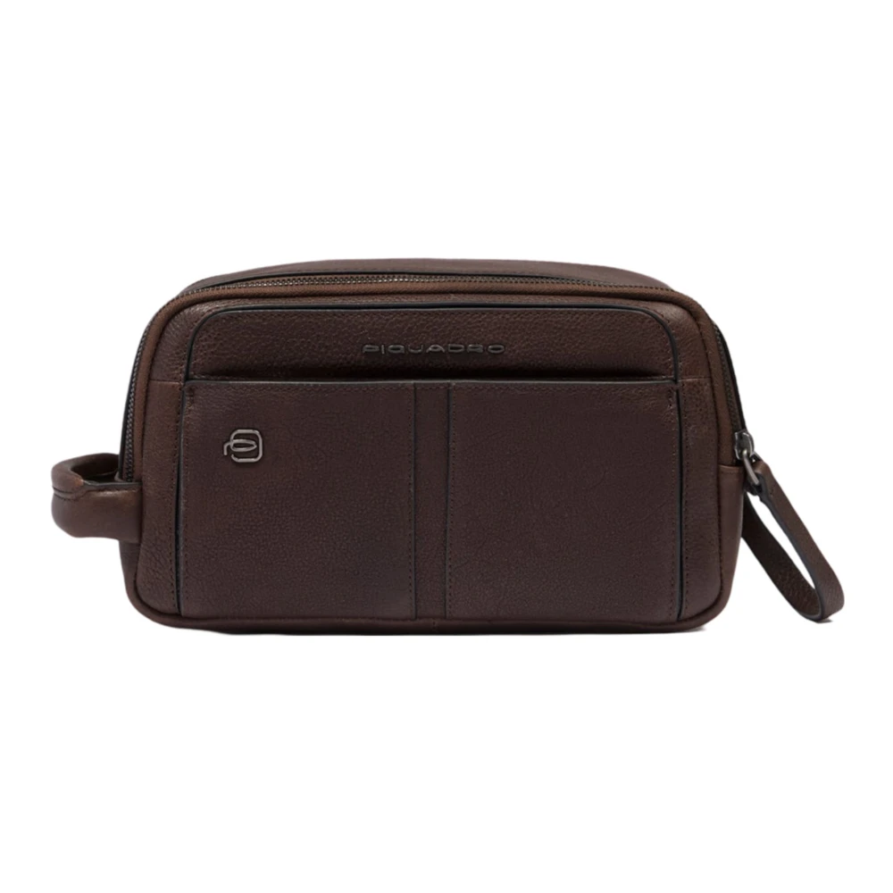 Piquadro Bruin Leren Heren Beauty Case Brown Dames