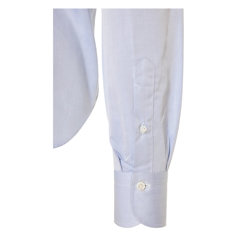 Finamore Italiaans katoenen overhemd 100% katoen Blue Heren