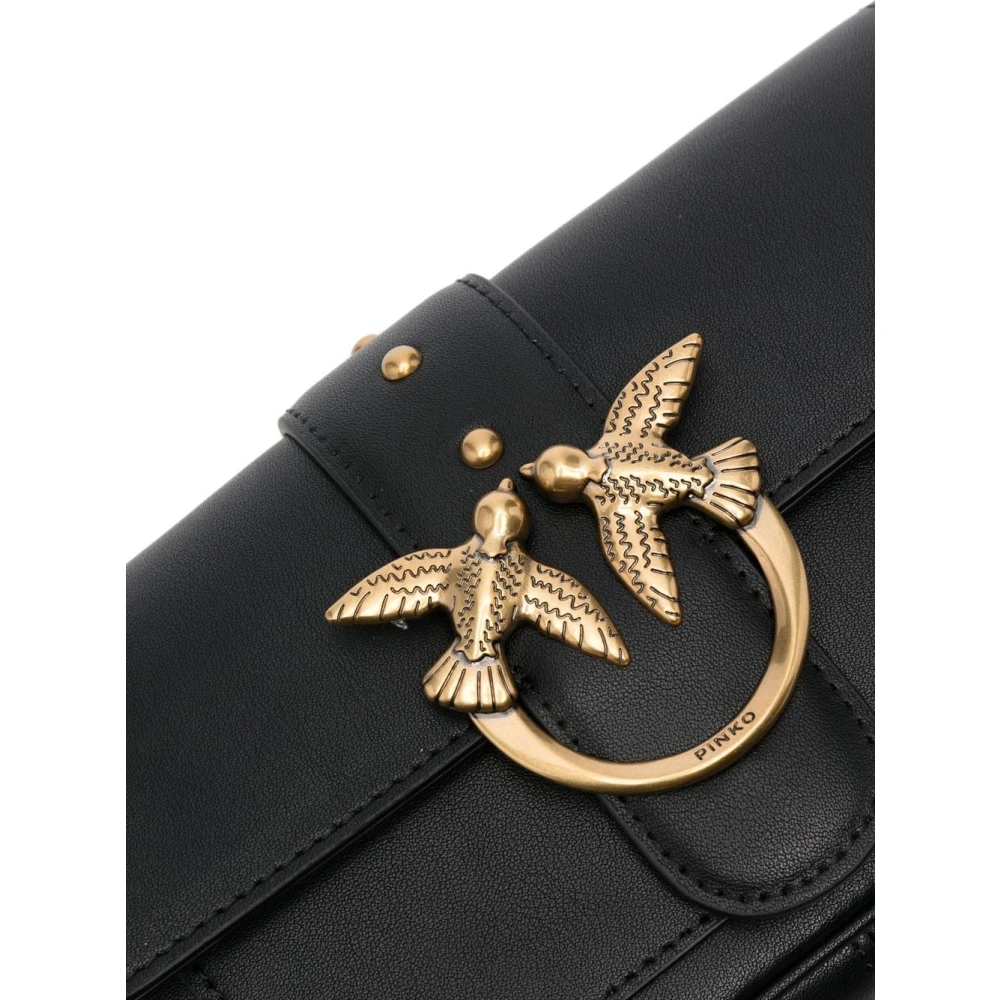 pinko Zwarte leren crossbodytas Black Dames