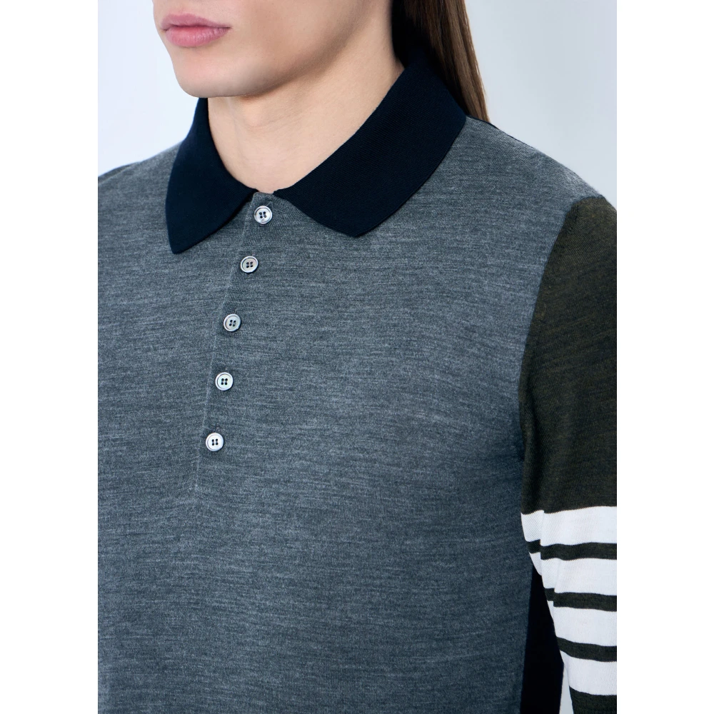 Thom Browne Polo Shirt met Contrastpanelen Multicolor Heren