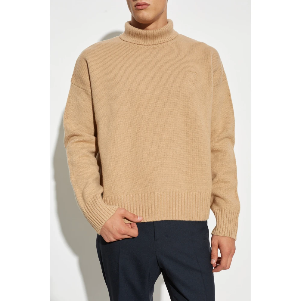 Ami Paris Wollen Turtleneck Beige Heren