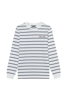 Randig bomulls-t-shirt med logotyp