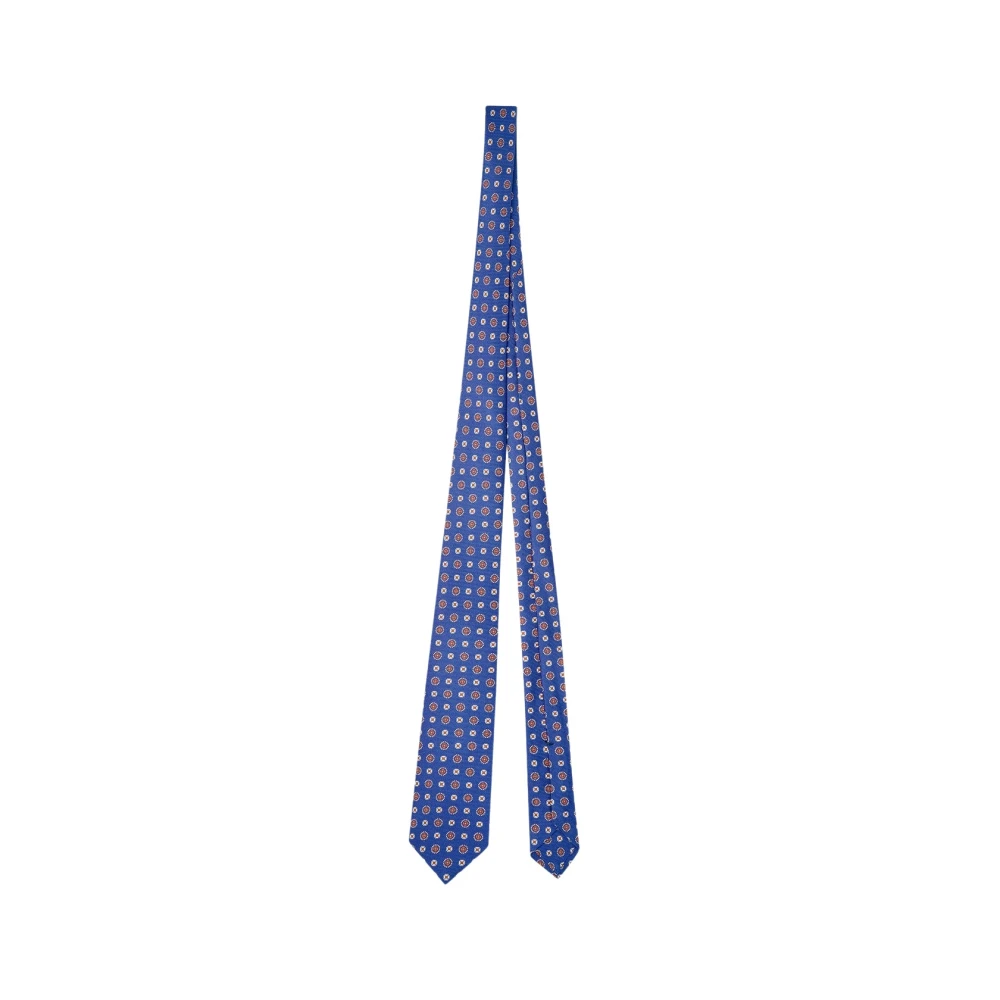 Kiton Handgemaakte Geometrische Zijden Stropdas Blue Unisex