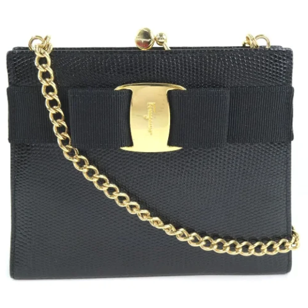 Salvatore Ferragamo Pre-owned Leather shoulder-bags Black Dames