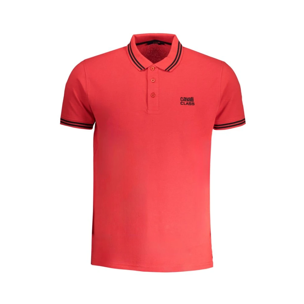 Cavalli Class Rood Katoenen Poloshirt met Borduurwerk Red Heren