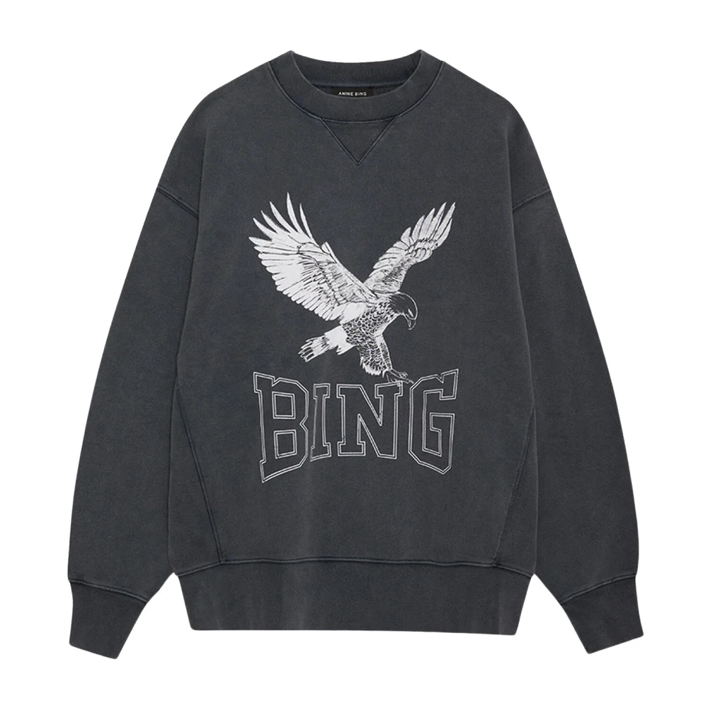 Anine Bing Zwart Gewassen Sweatshirt met Cool Print Black Dames