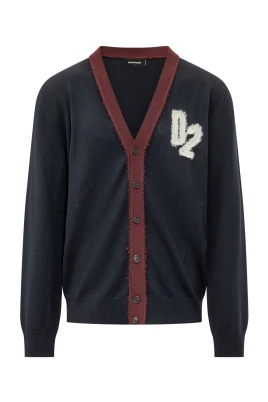 V-ringad kofta med broderad applikation