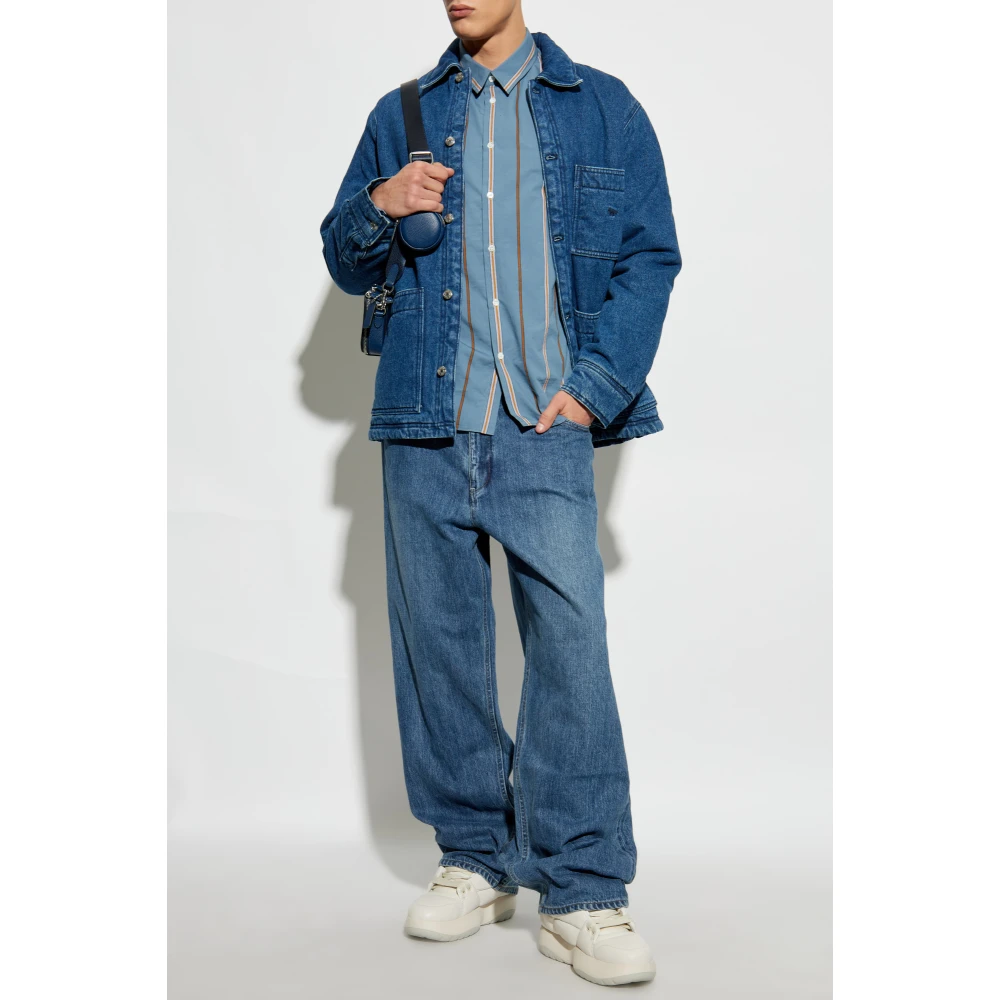 Maison Kitsuné Shirt met logo Blue Heren