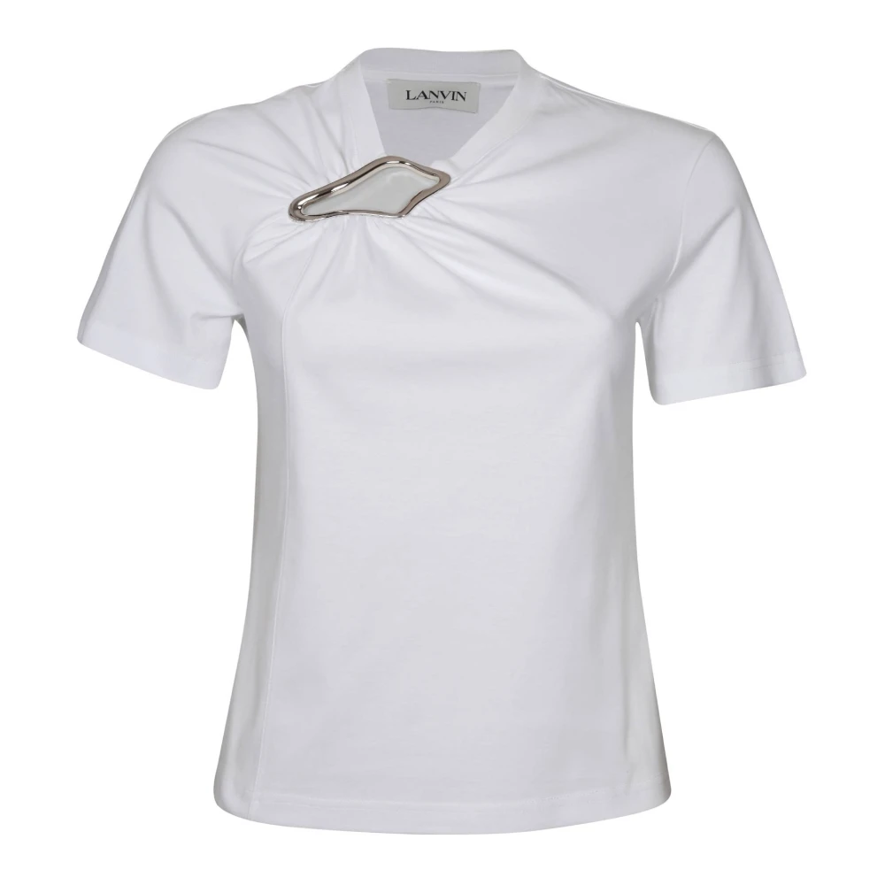 Lanvin Optic Wit Katoenen T-shirt White Dames