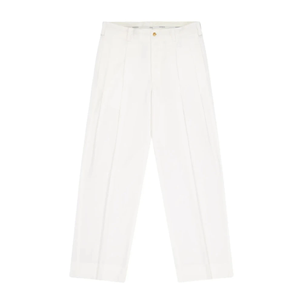 Laneus Men's White Straight Trousers, L, Gabardine Trousers