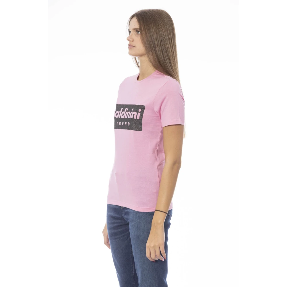 Baldinini Trendy T-shirt met print op de voorkant Pink Dames