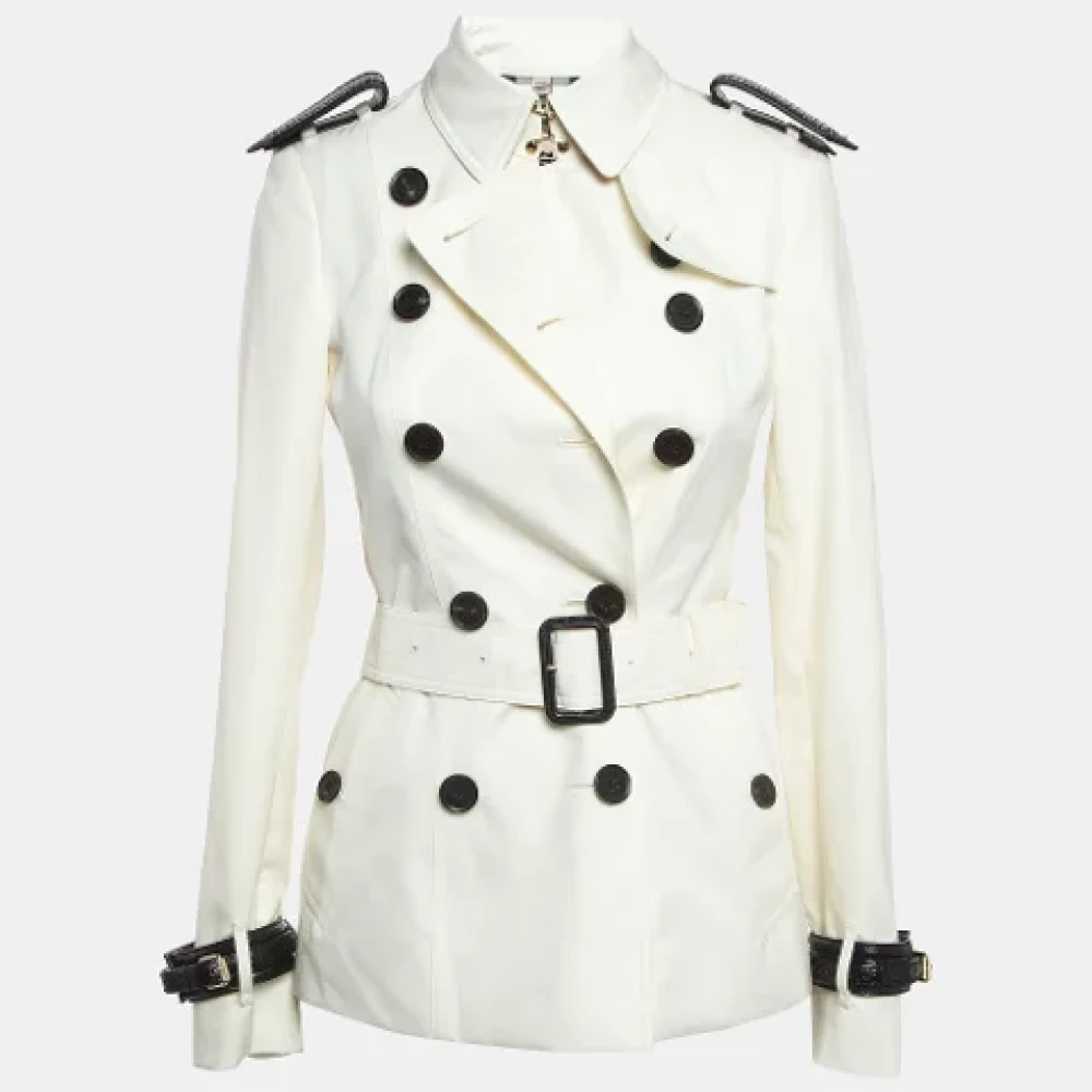 Burberry Vintage Pre-owned Leather outerwear White Dames