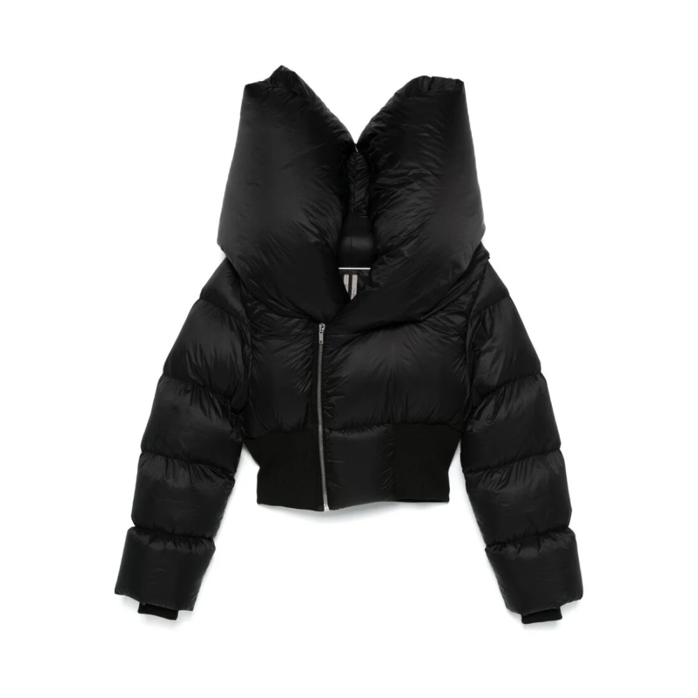 Rick Owens Gewatteerde zwarte bovenkleding met ritssluiting Black Heren