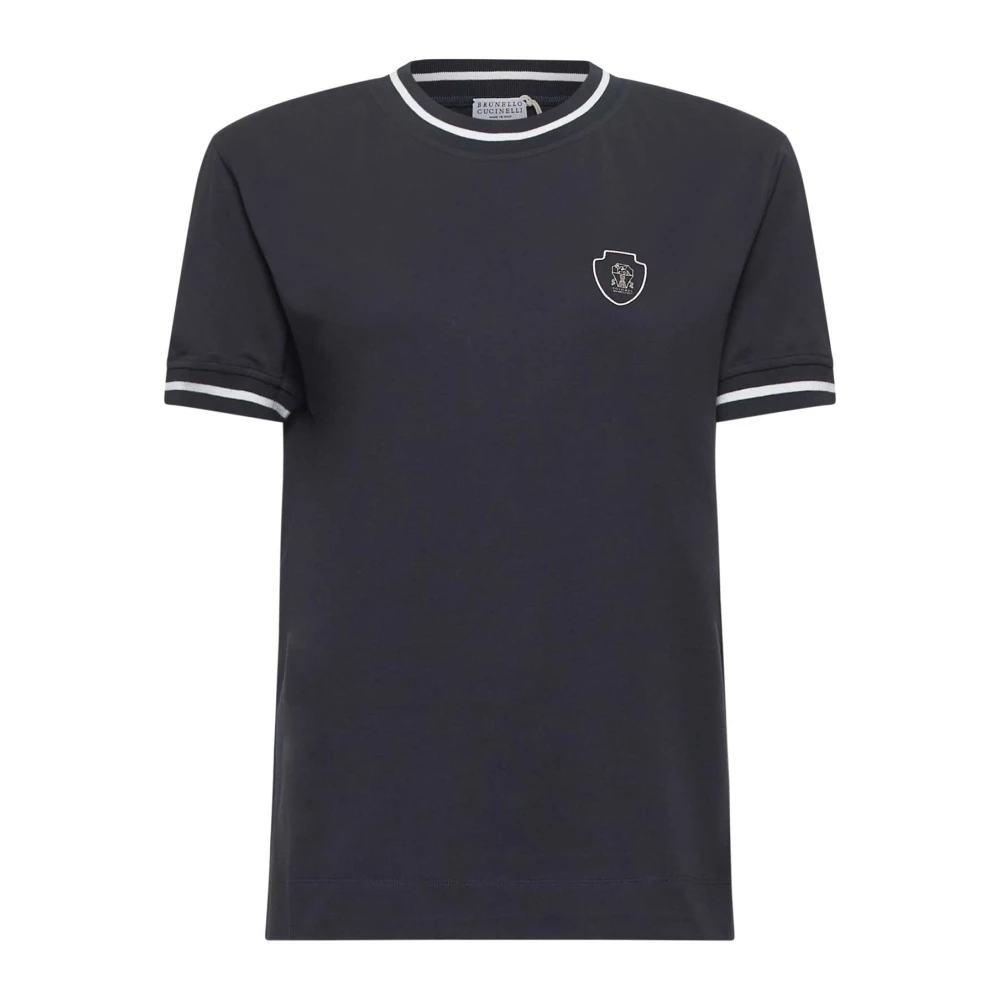 BRUNELLO CUCINELLI Gestreepte Crewneck T-shirts en Polo's Blue Dames
