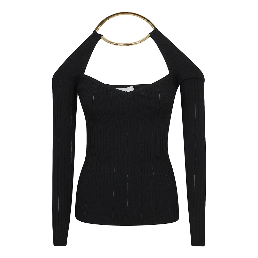 Elisabetta Franchi Women's Black Knit Top With Jewel Detail