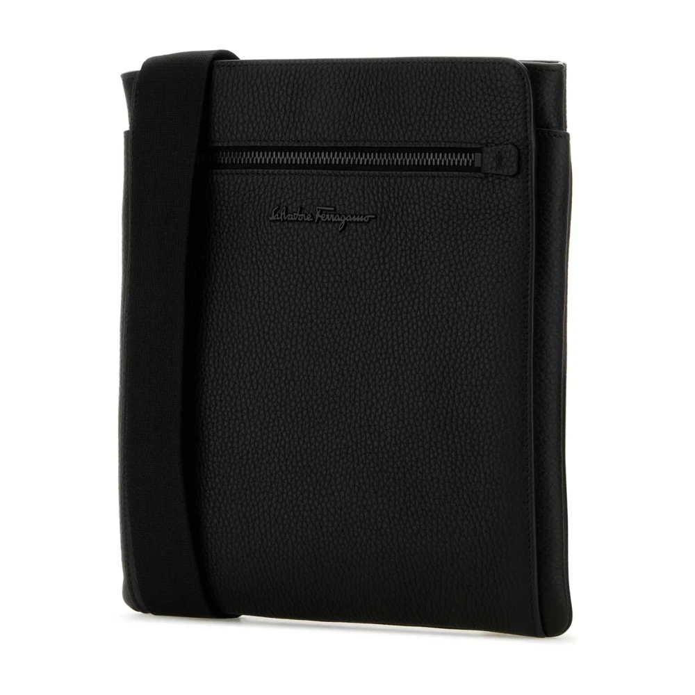 Salvatore Ferragamo Stijlvolle zwarte leren crossbodytas Black Heren