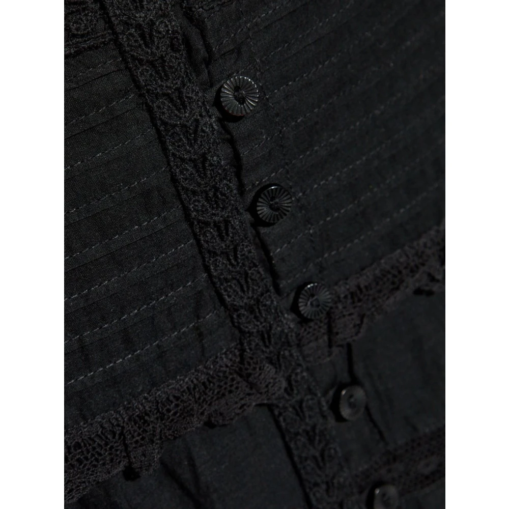 Isabel Marant Étoile Zwarte Katoenen Voile Lange Rok Black Dames