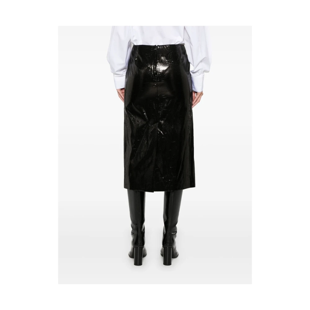 alexander mcqueen Zwarte Zijde Blend Gevlochten Rok Black Dames