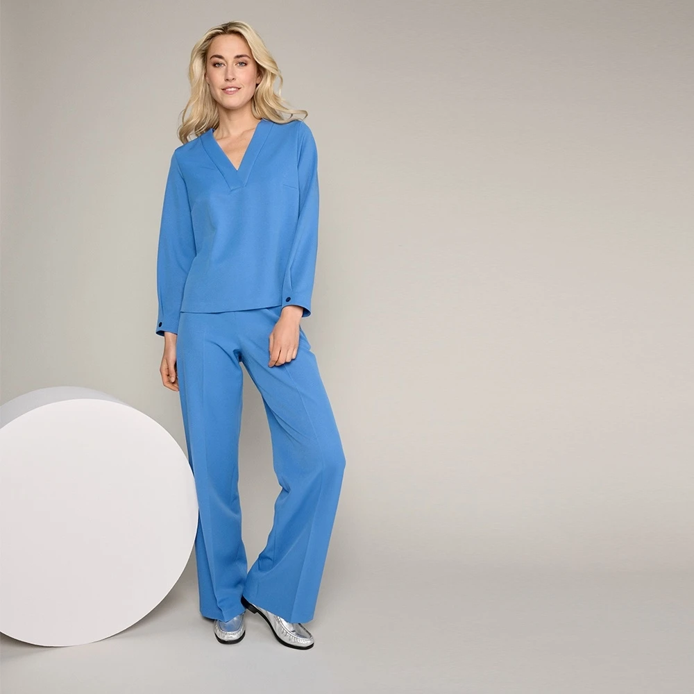 Marie Méro Blauwe V-hals Tuniek Blouse Blue Dames