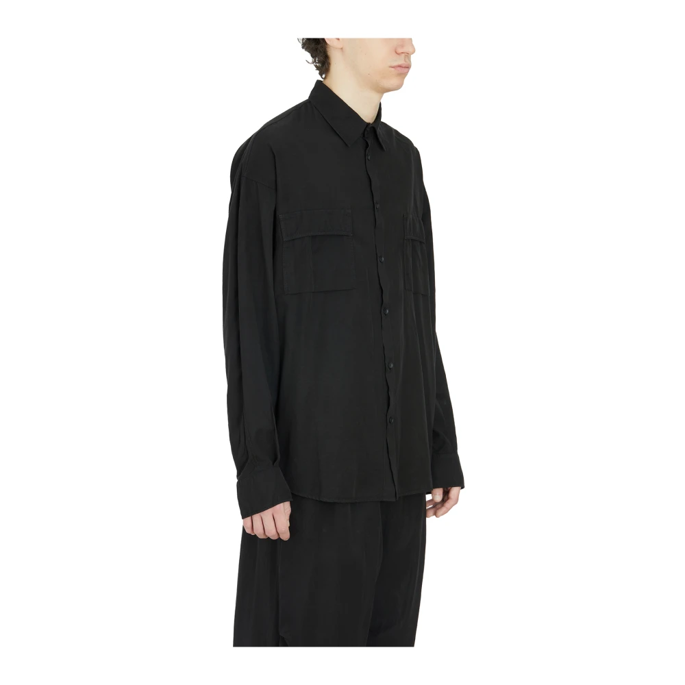 Andrea Ya aqov Oversized Cupro en Katoenen Shirt Black Heren