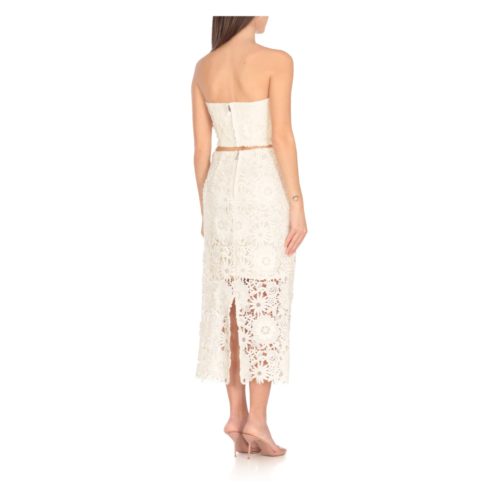 Rotate Birger Christensen Ivoor Kant V-hals Top Beige Dames