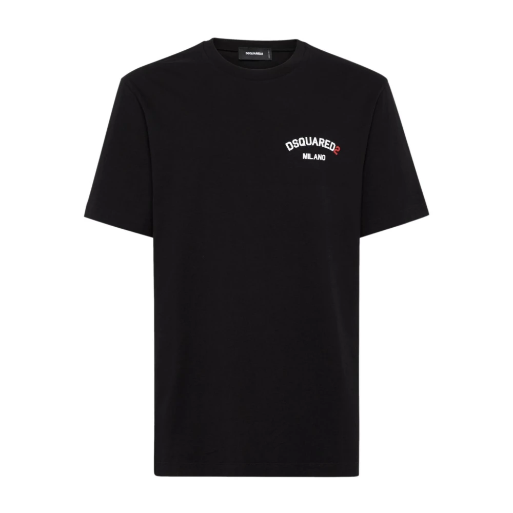 Dsquared2 Mannelijk Zwart T-Shirt Met Logo-Opdruk En Ronde Hals