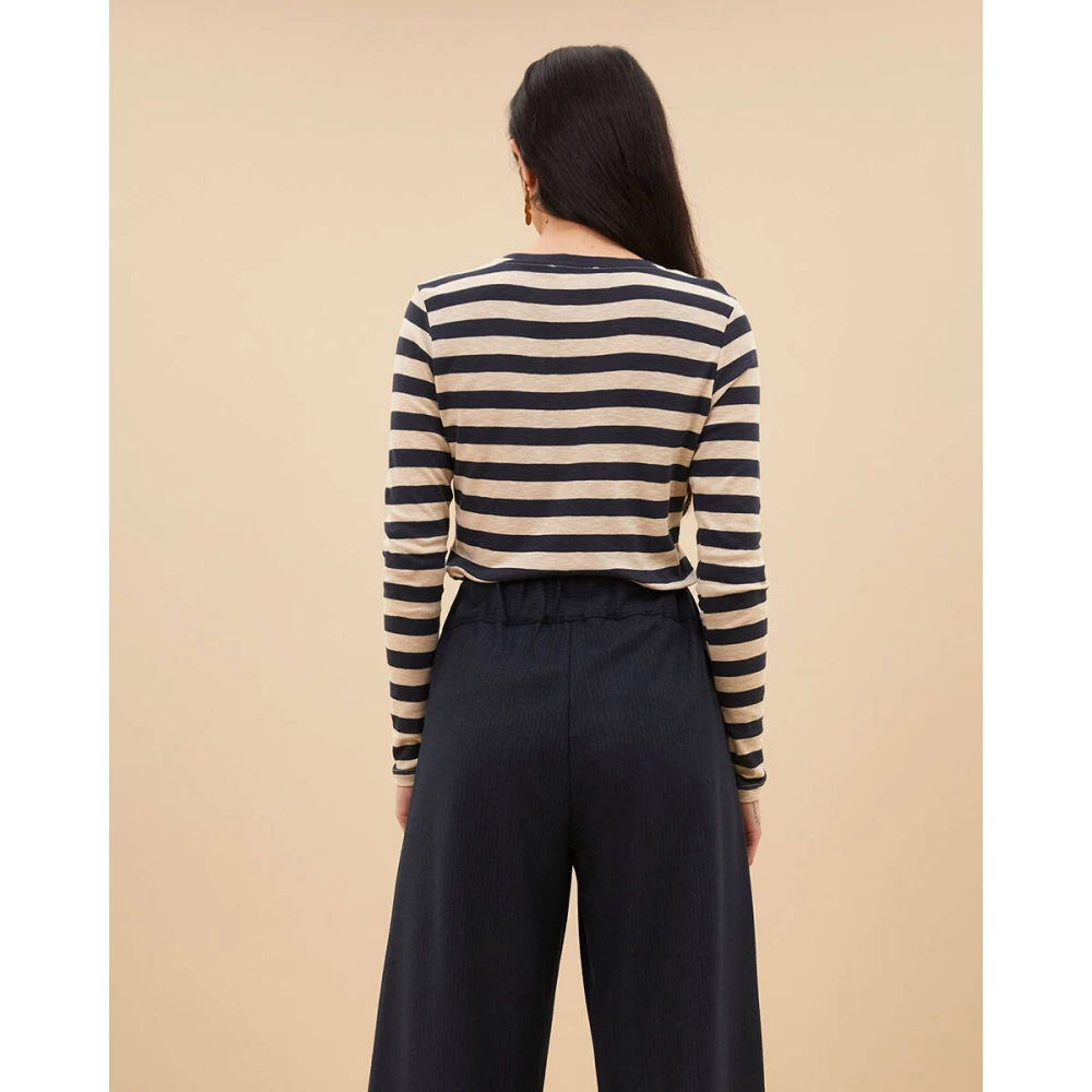 By-Bar Lange Mouw Gestreepte Basic Top Blue Dames