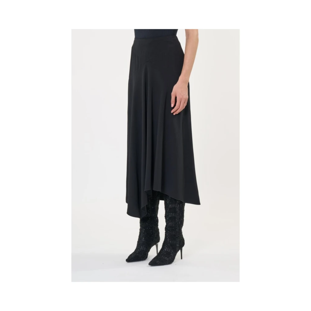 IRO Zwarte Midi Rok met Asymmetrische Zoom Black Dames
