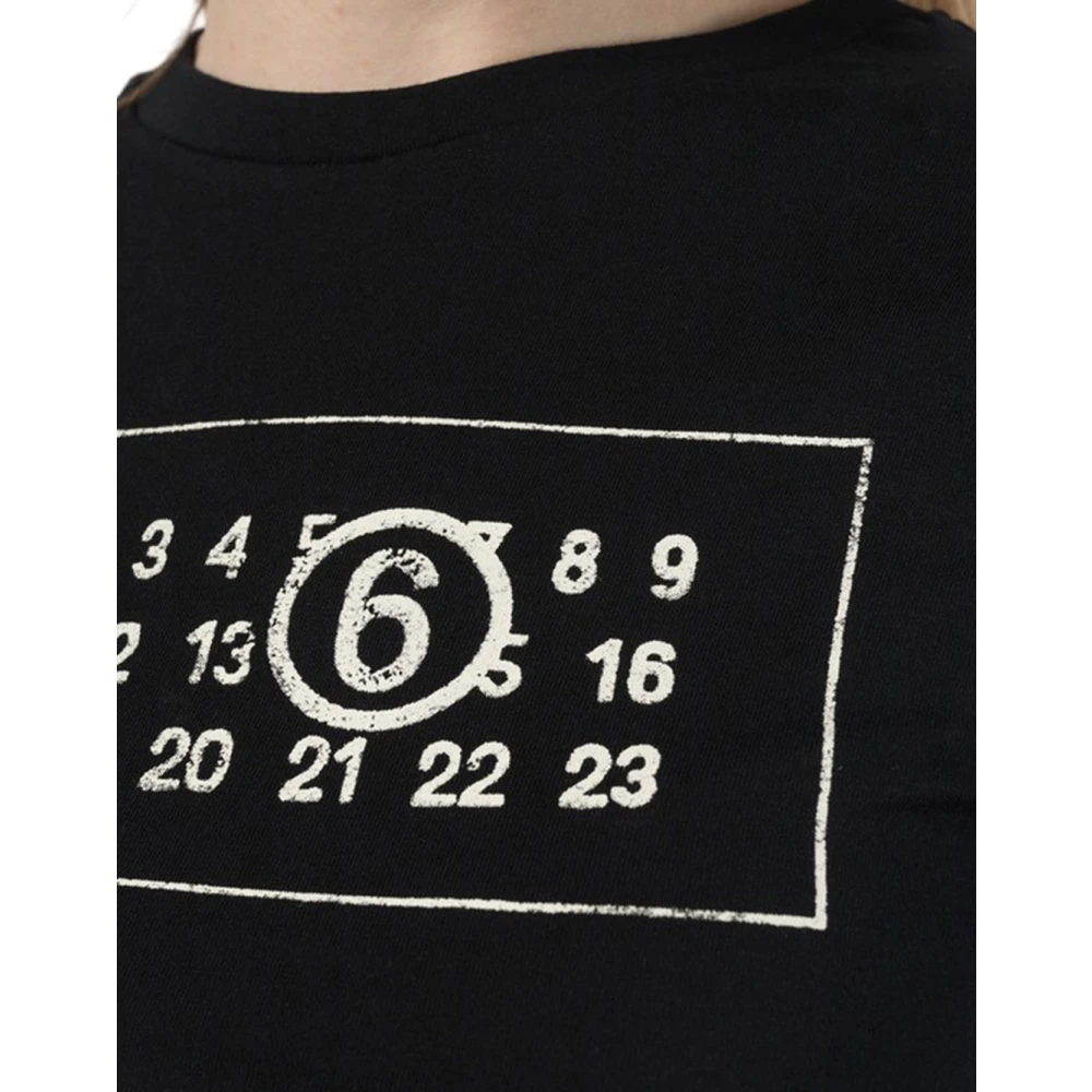 MM6 Maison Margiela Essential White Short Sleeve T-Shirt Black Dames