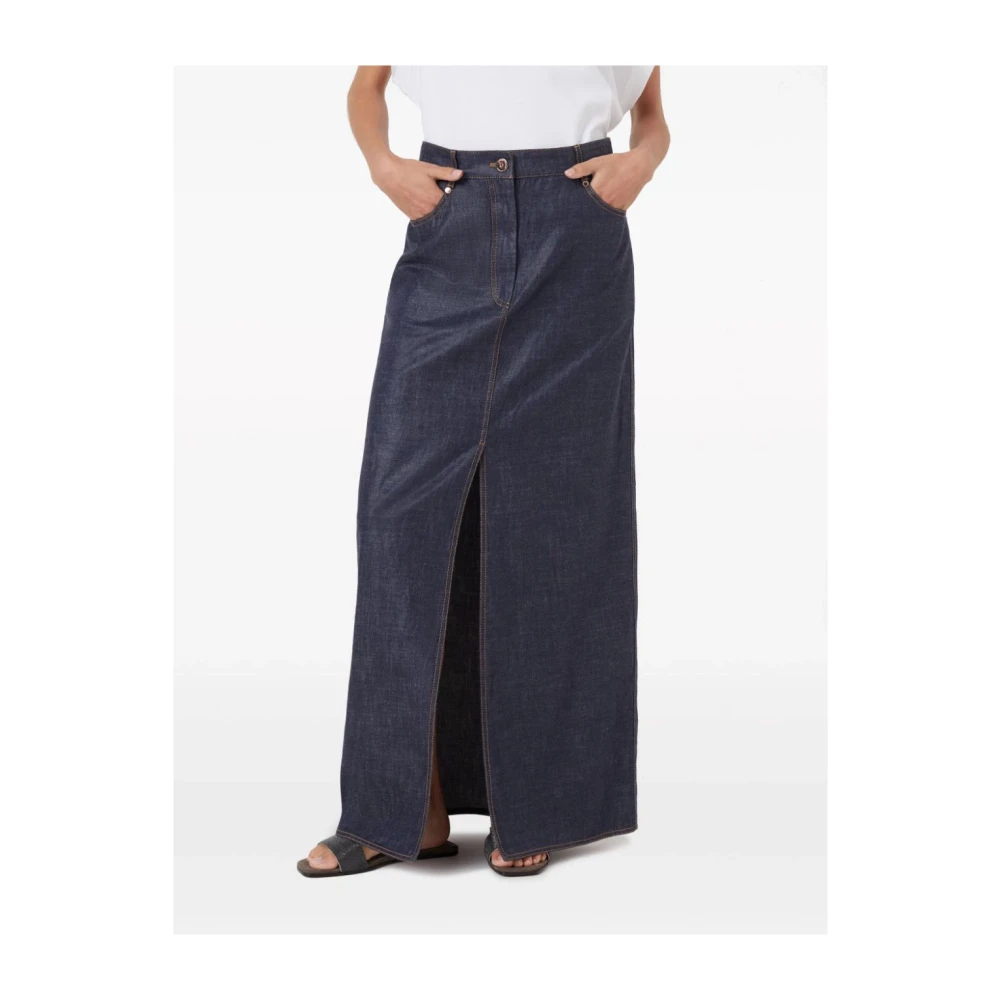 BRUNELLO CUCINELLI Italiaanse Denim Rok Blue Dames