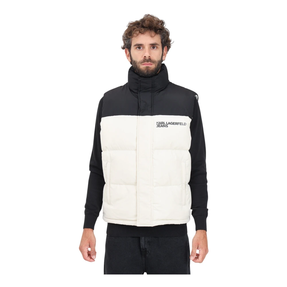 Karl Lagerfeld Crème en Zwart Pufferjack Multicolor Heren